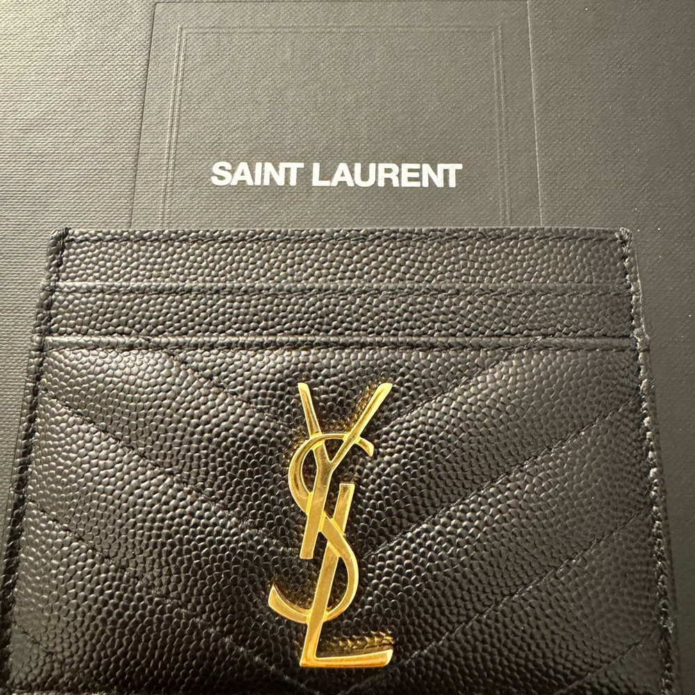 Black YSL Cardholder with Gold Hardware